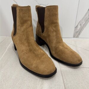 J CREW Tan Suede Chelsea Booties